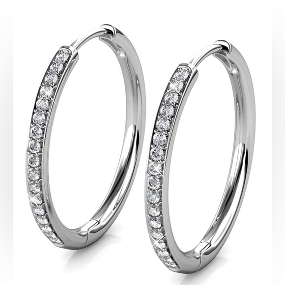 Cate & Chloe Bianca 18k White Gold Plated w/Swarovski Crystals Earrings, New - Picture 4 of 5